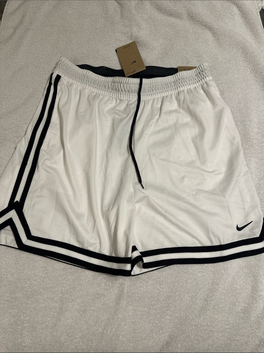 Nike White Athletic Shorts with Black Trim